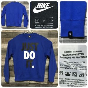 Nike sweatshirt men’s size S blue crew neck fleece just do it